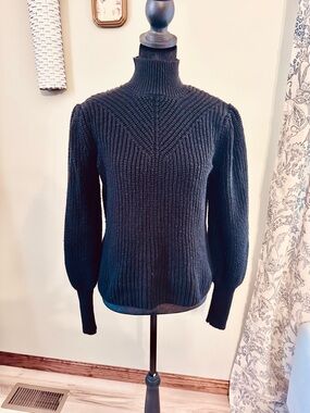 Rachel Zoe Black Ribbed Turtleneck Sweater